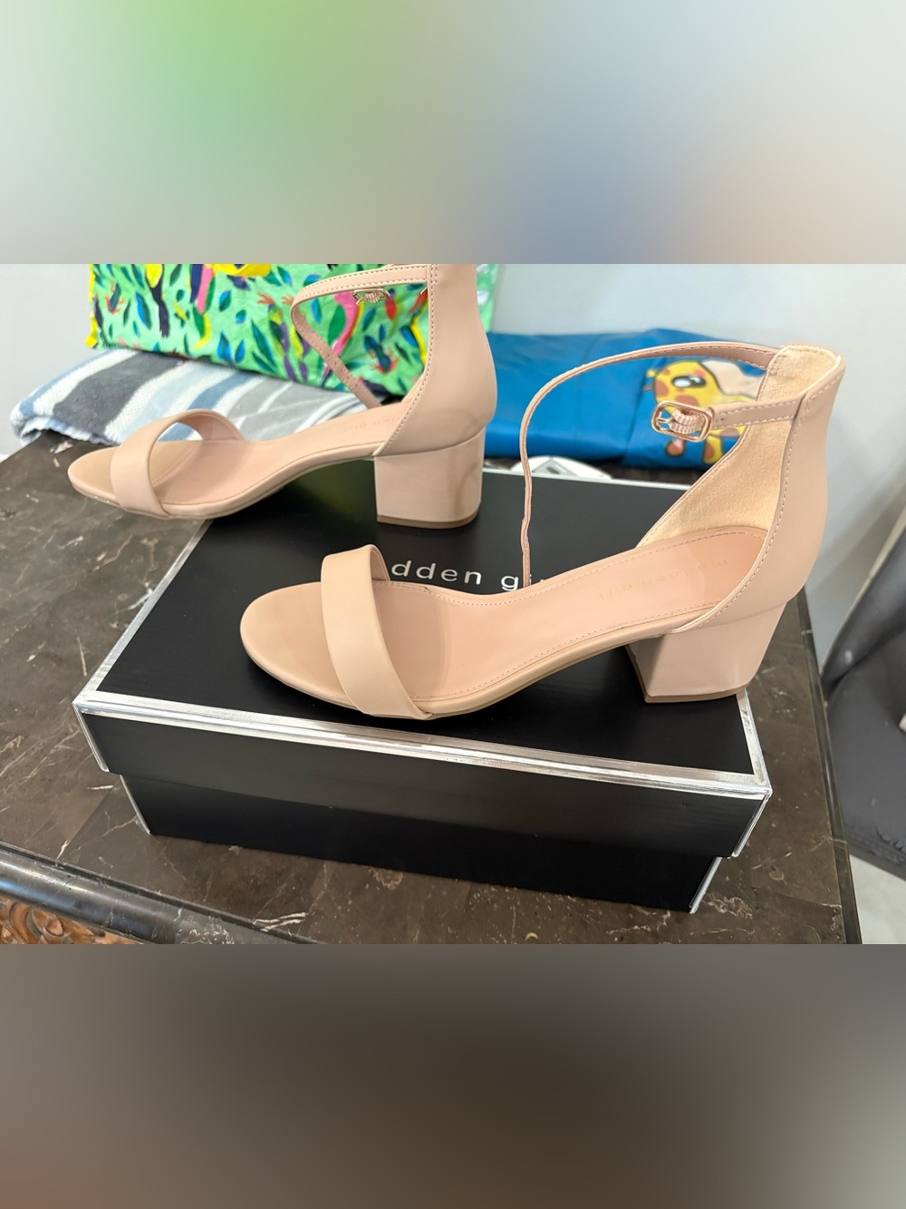 Madden Girl nude Ankle-Tie Block Heel Sandals